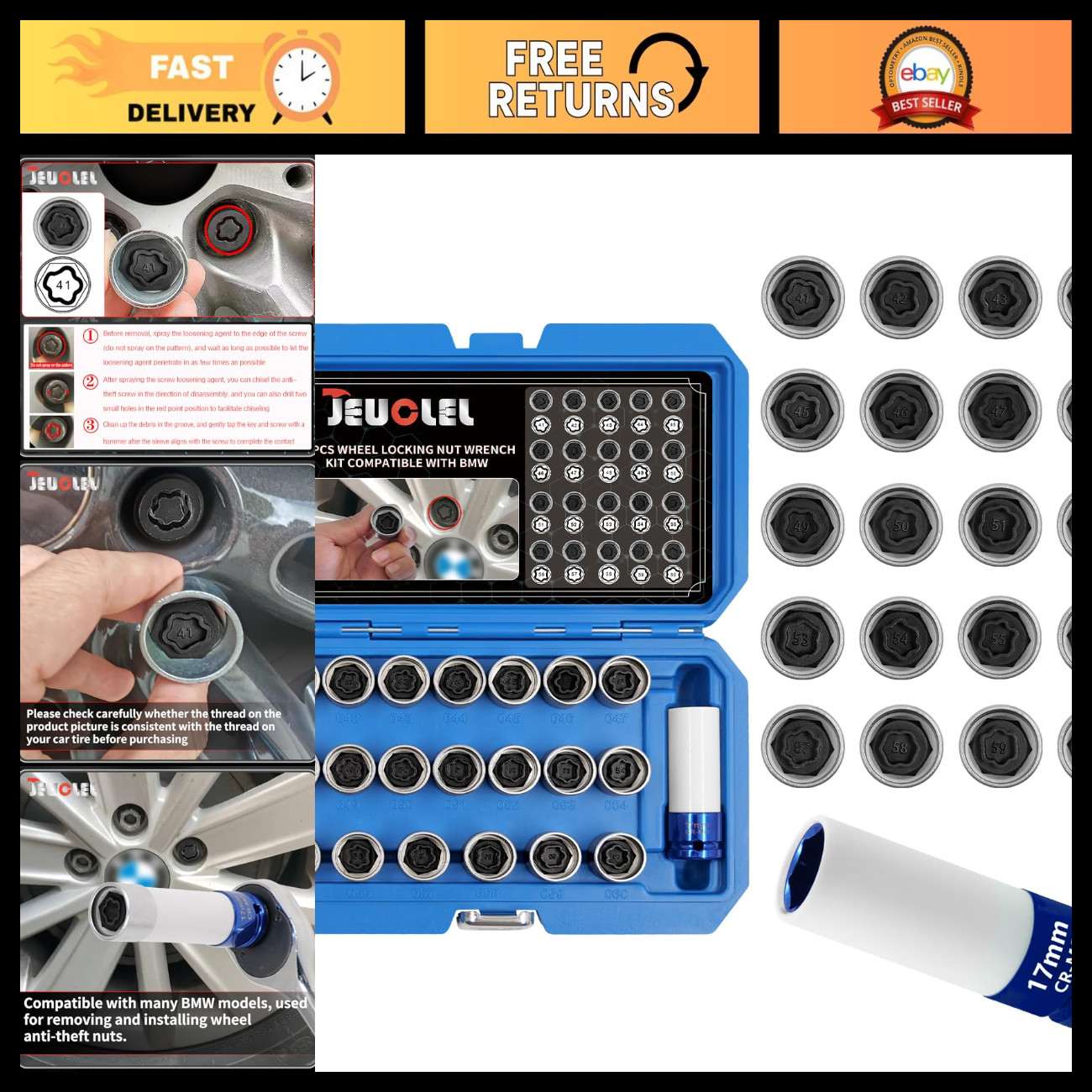 21PCS Wheel Locking Nut Key Set for BMW Series - Essential Tire Tool Kit