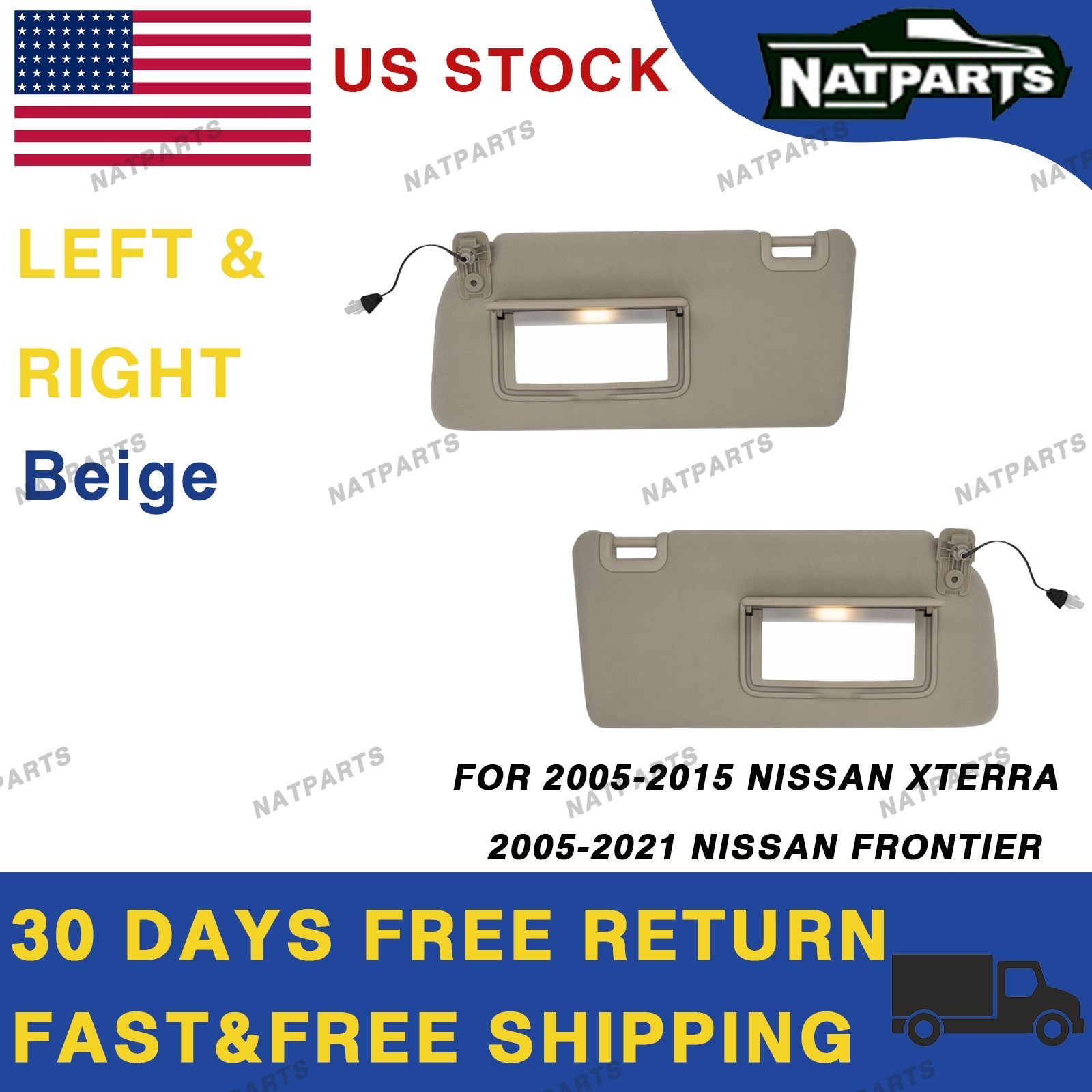 05-15 Nissan Xterra 05-21 Frontier Pair Gray W/ Light Sun Visor 96401- EA001
