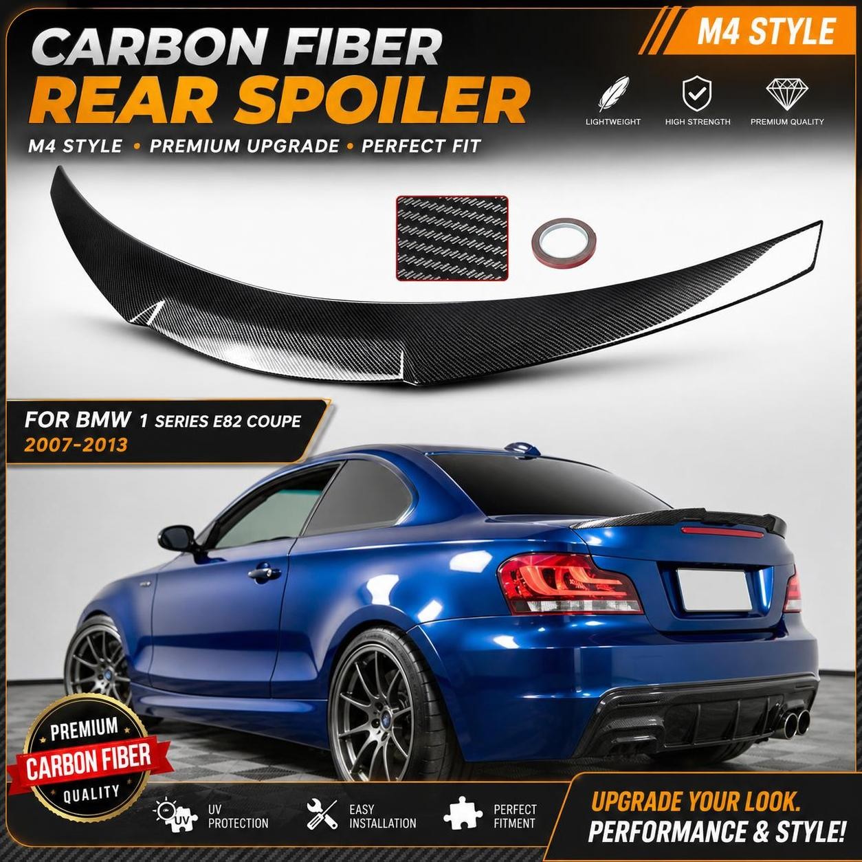 M4 Rear Spoiler Wing For 2007-2013 BMW 1 Series E82 Coupe 128i 135i Carbon Look M4 Rear Spoiler Wing For 2007-2013 BMW 1 Series E82 Coupe 128i 135i Carbon Look