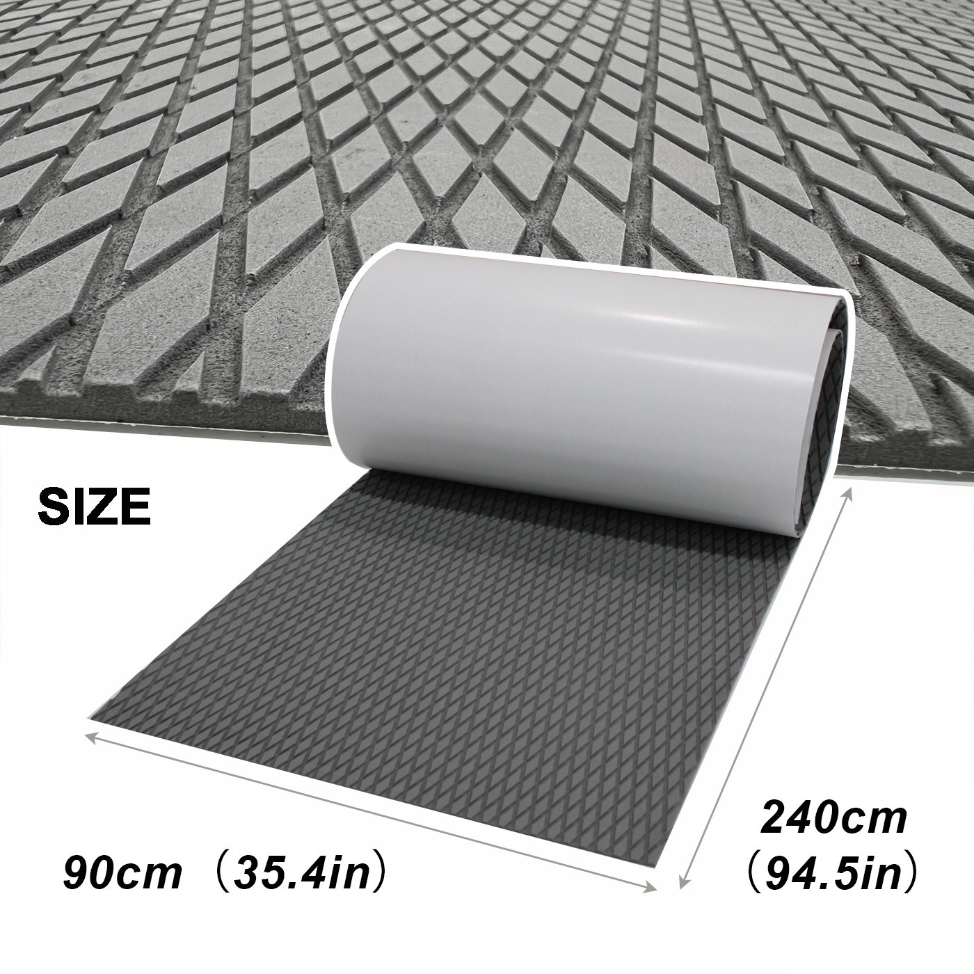 Gray Diamond EVA Foam Boat Flooring Back Adhesive Mat Teak Surfing Deck Grip Pad