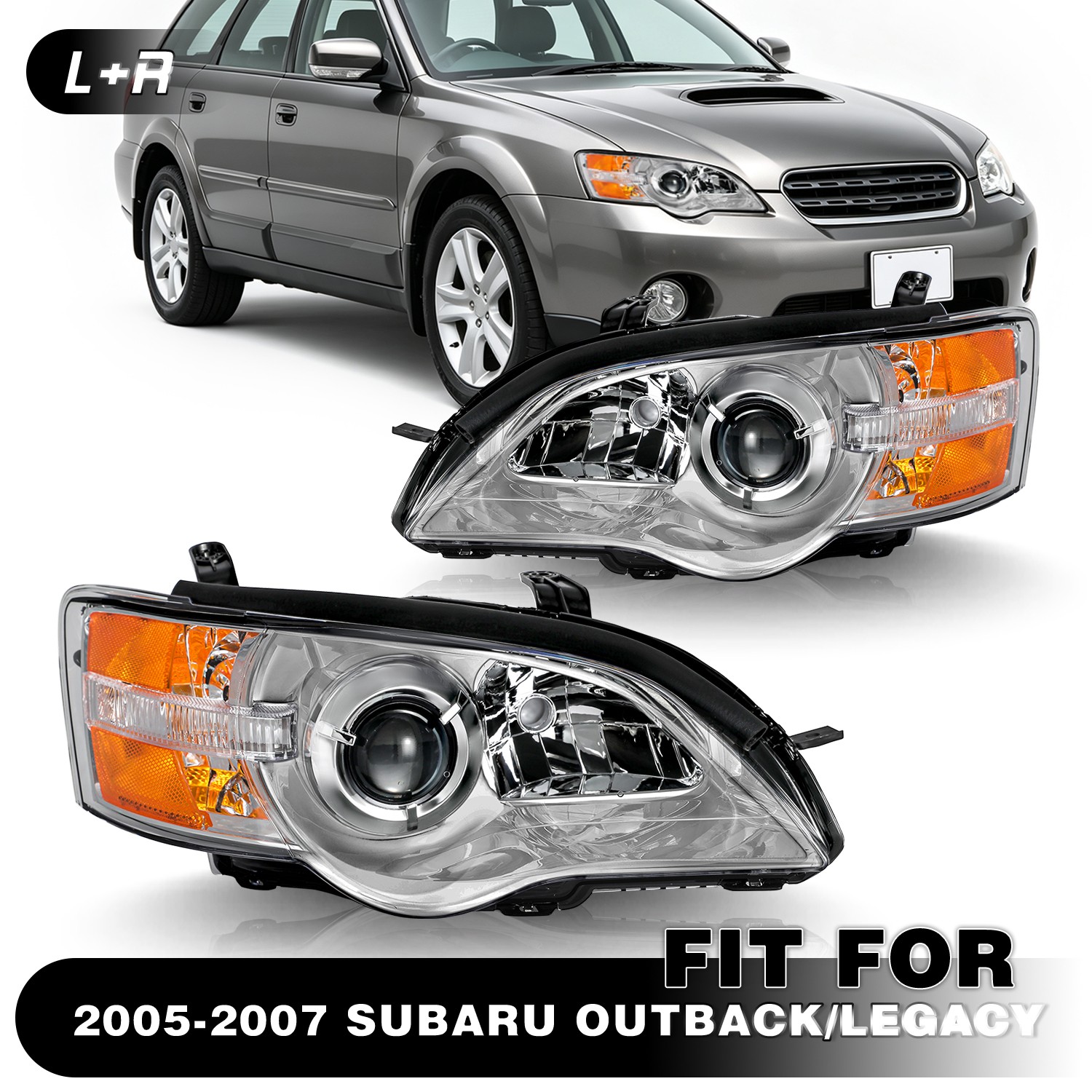 For 2005-2007 Subaru Legacy/Outback Halogen Headlights Assembly Left+Right Side