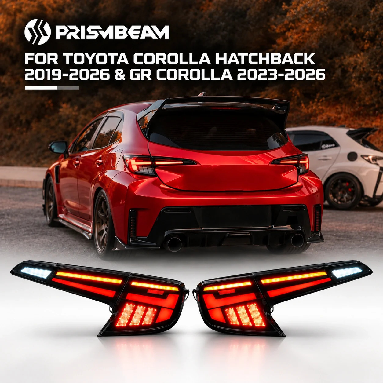 Smoked Red LED Tail Lights Assembly For Toyota Corolla Hatchback GR 2019-2025