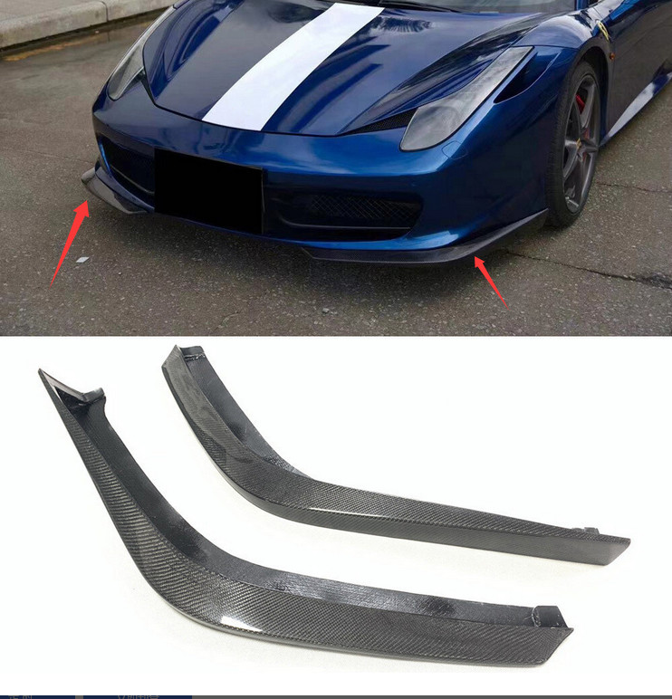2Pcs Carbon Fiber Front Bumper Splitter Lip For Ferrari 458 Italia Spider