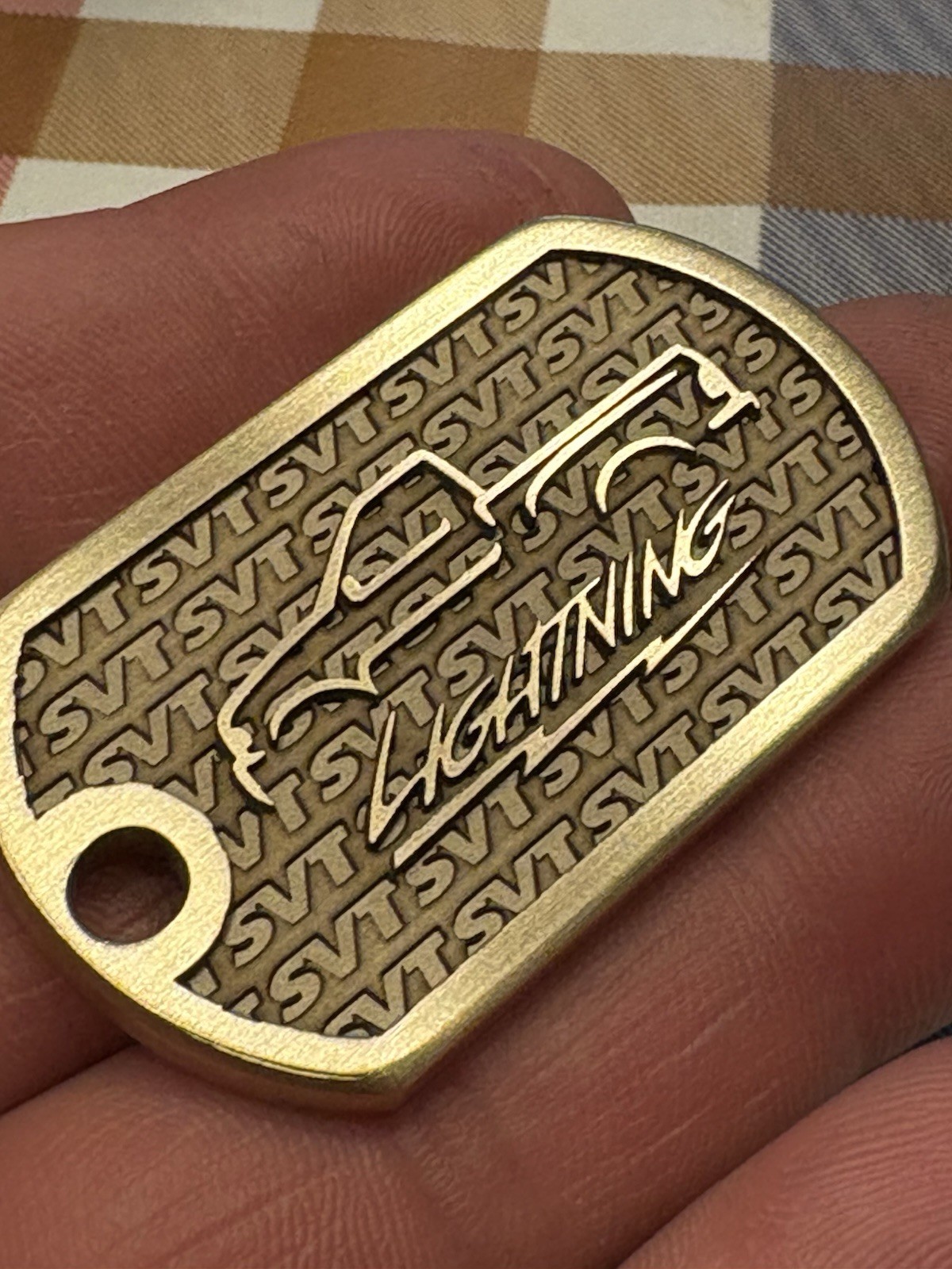 Ford Lightning Brass Keychain