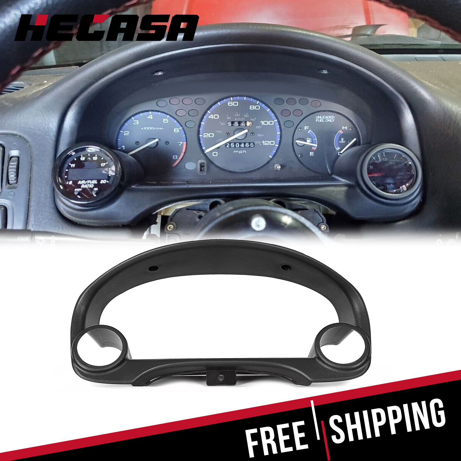 Dual Gauge Cluster Pod Meter Bezel 52mm-60mm for 1996-2000 Honda Civic Si EK EM1 Dual Gauge Cluster Pod Meter Bezel 52mm-60mm for 1996-2000 Honda Civic Si EK EM1