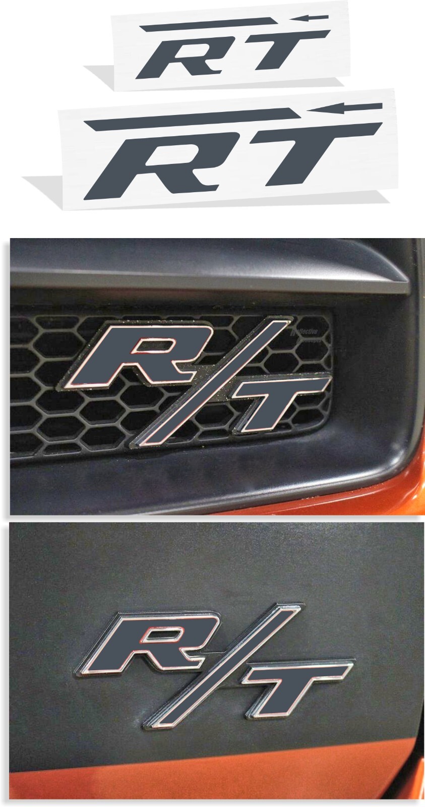 R/T Grille and Trunk Badge Inlay Decals for 2006-2010 Dodge Charger Daytona R/T