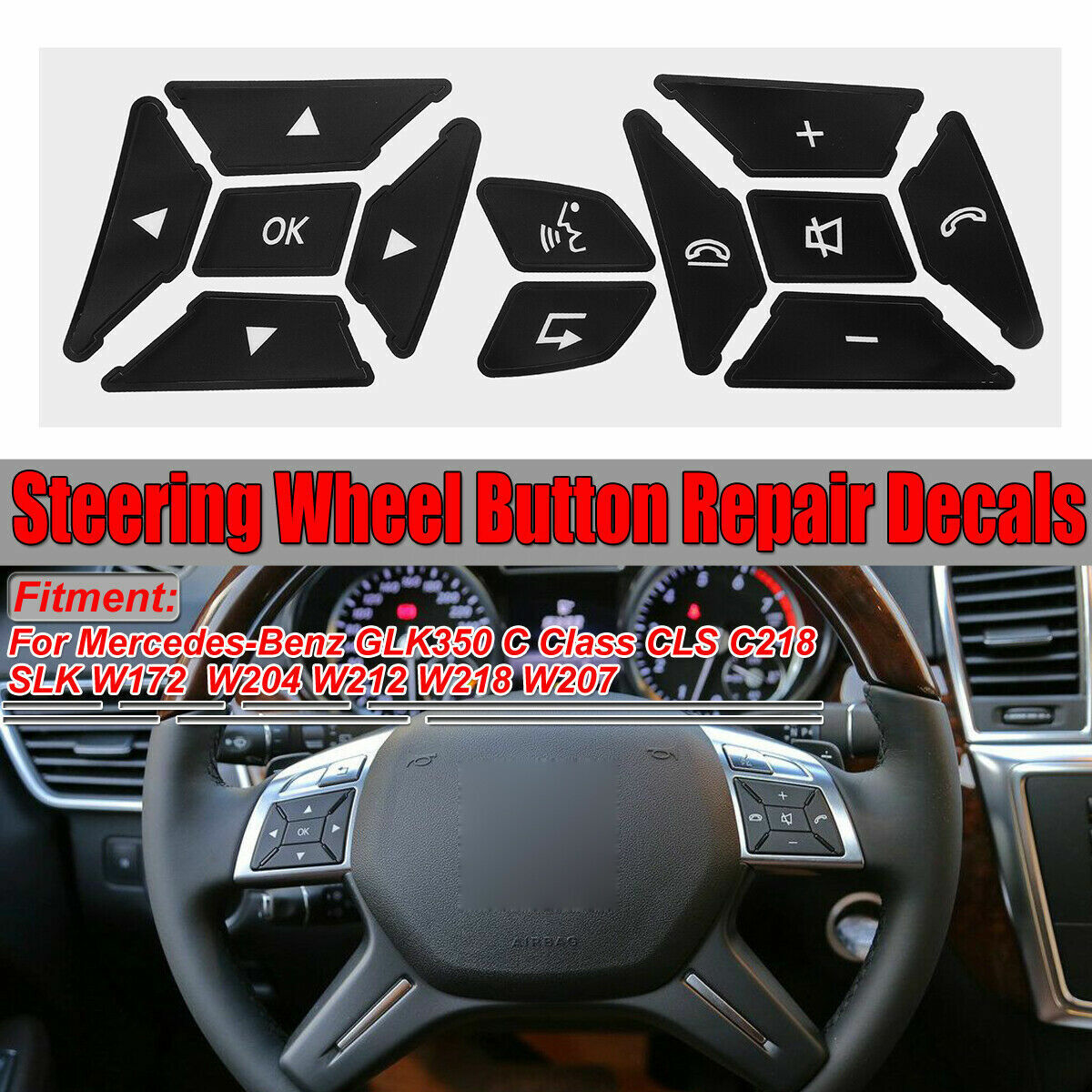 Mercedes Benz Steering Wheel Button Repair Decals Stickers Mercedes 