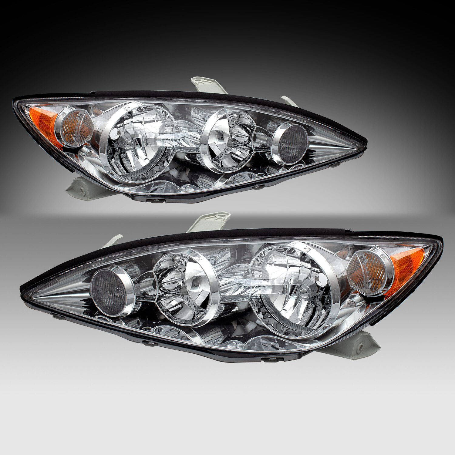 Chrome Amber Halogen Assembly Pairs for 2005-2006 Toyota Camry 05-06 Headlights