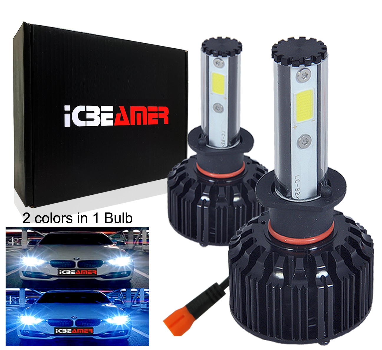 H3 70W LED Super White & Blue Color tube Combo Canbus Fog Light Bulbs A300