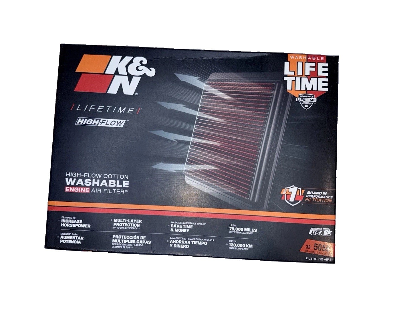 K&N 33-5056 Replacement Air Filter for 2017-2026 Chevy GMC Cadillac Buick V6/L4