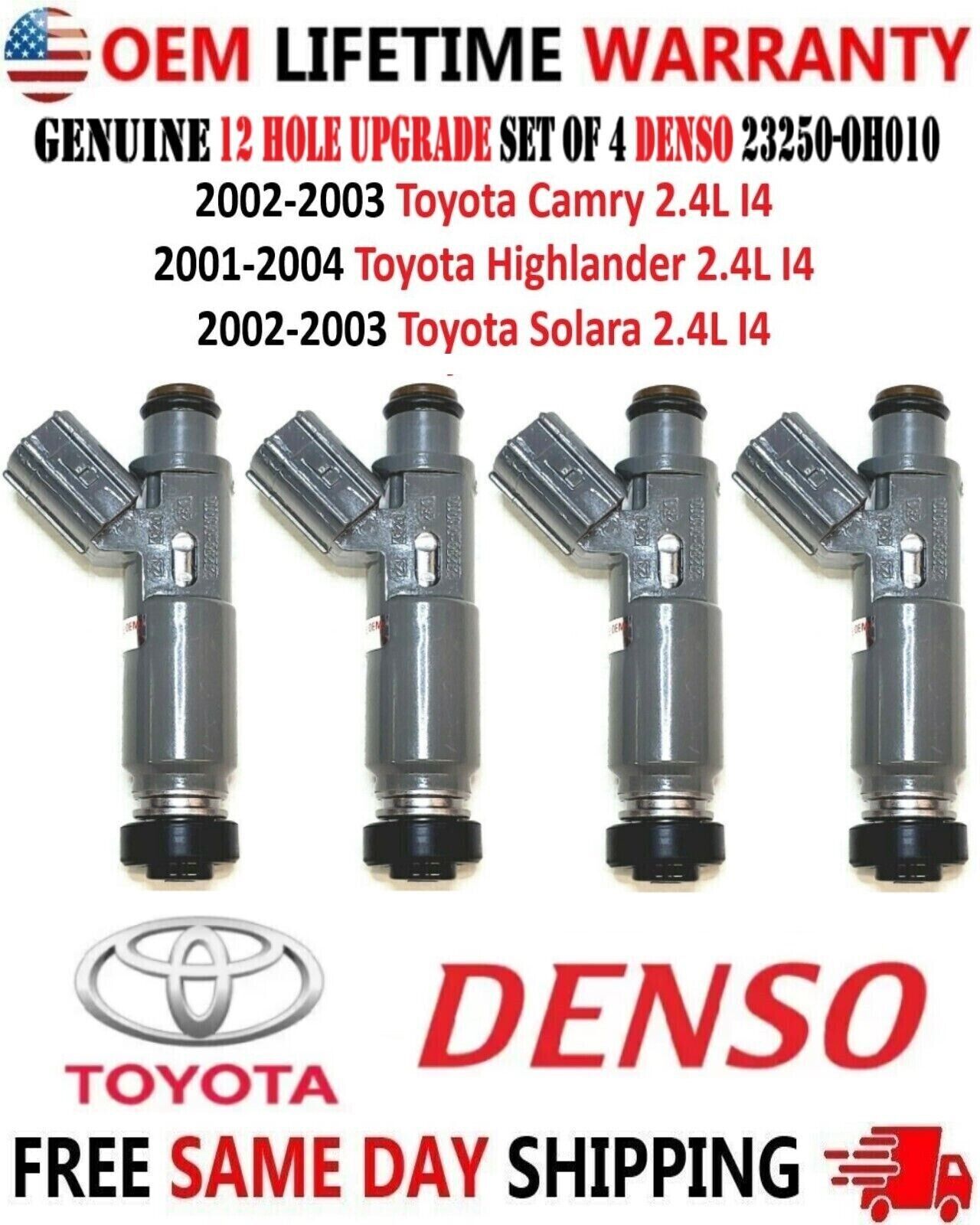 Genuine DENSO 12 Hole Upgrade x4 injectors for 2001-2004 Toyota #23250-0H010