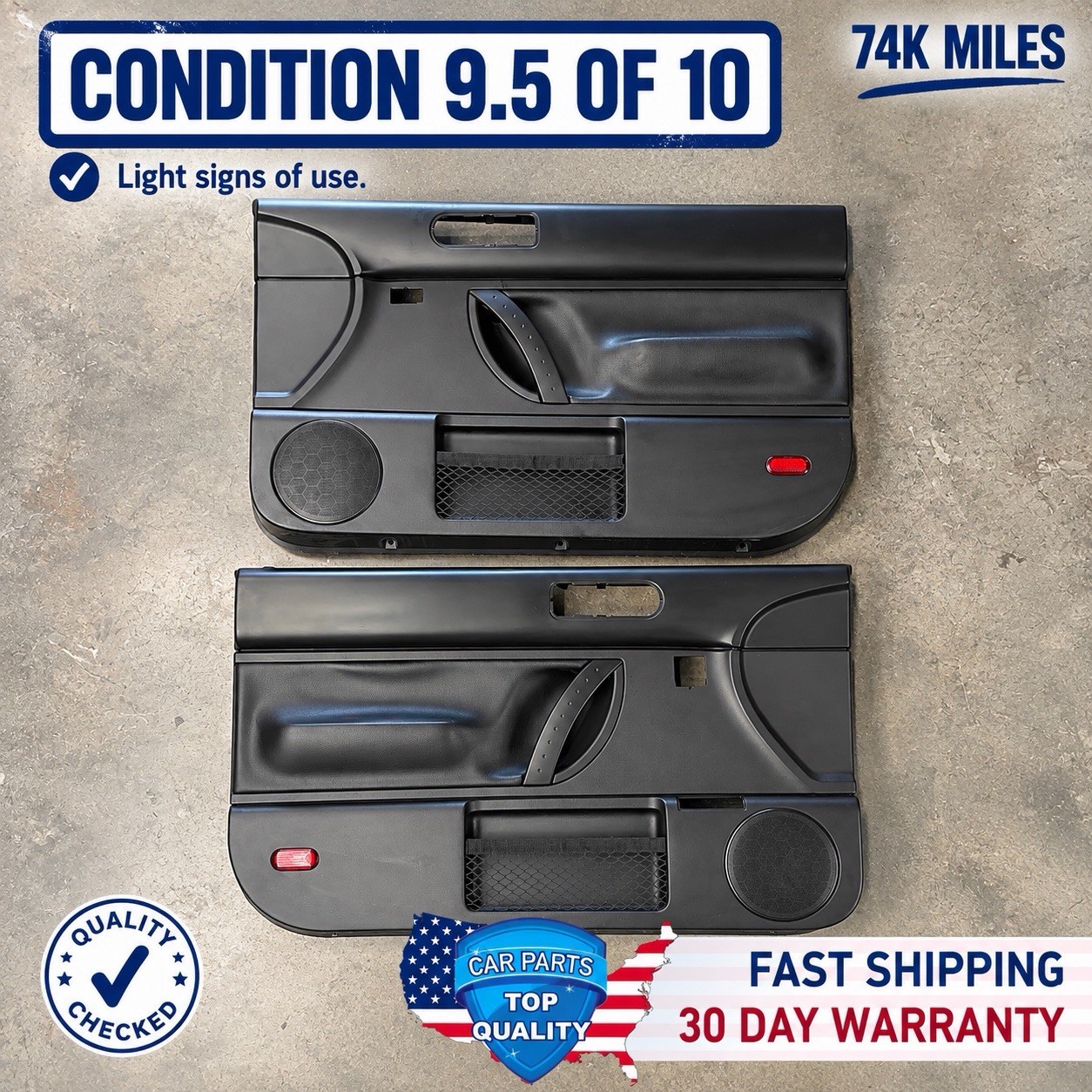 1998-2010 VW New Beetle Coupe Power Front Door Panels Black OEM