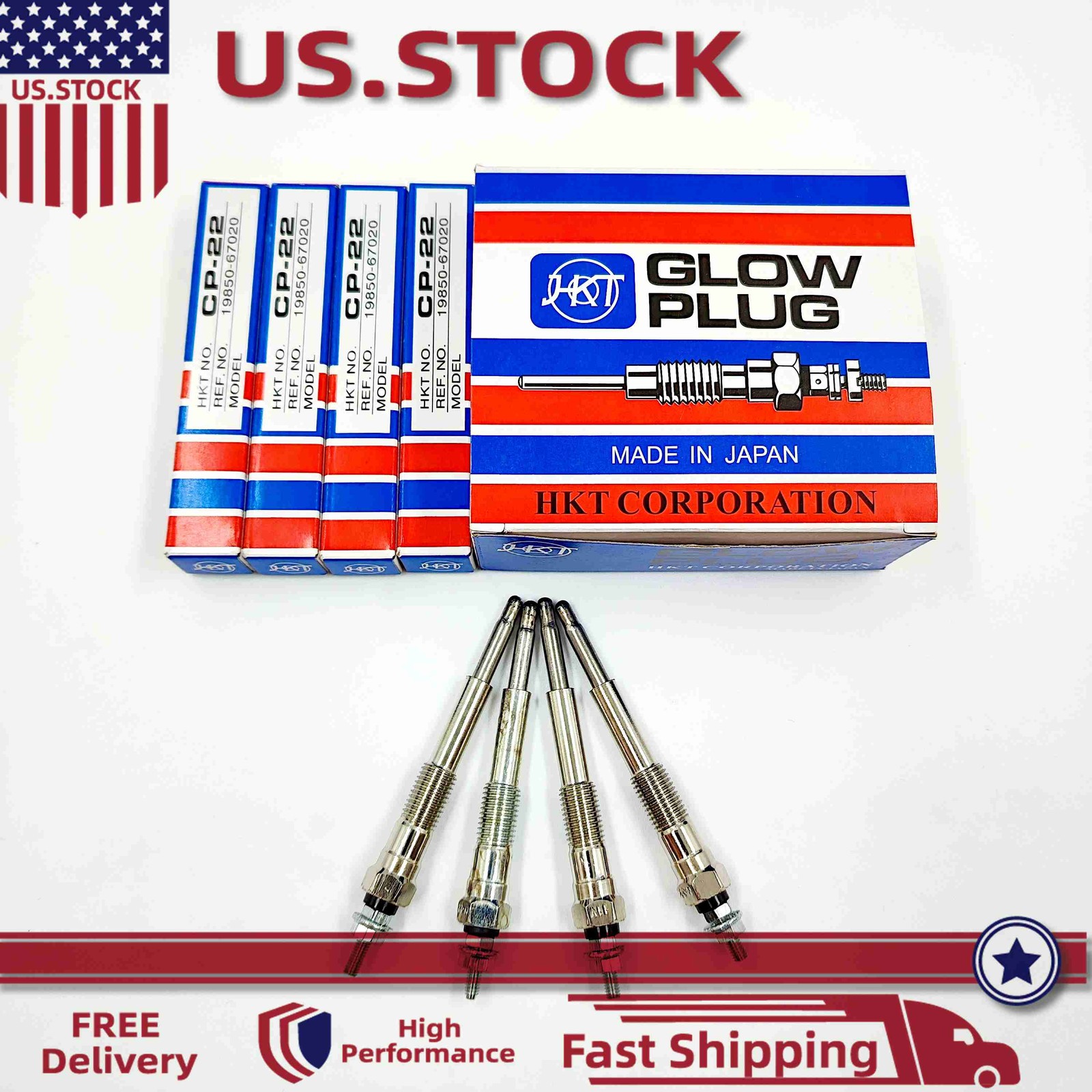 OEM 4x Glow Plug For Toyota 1KZ-TE 1CT 1KZ-T 19850-67030 HKT CP-22