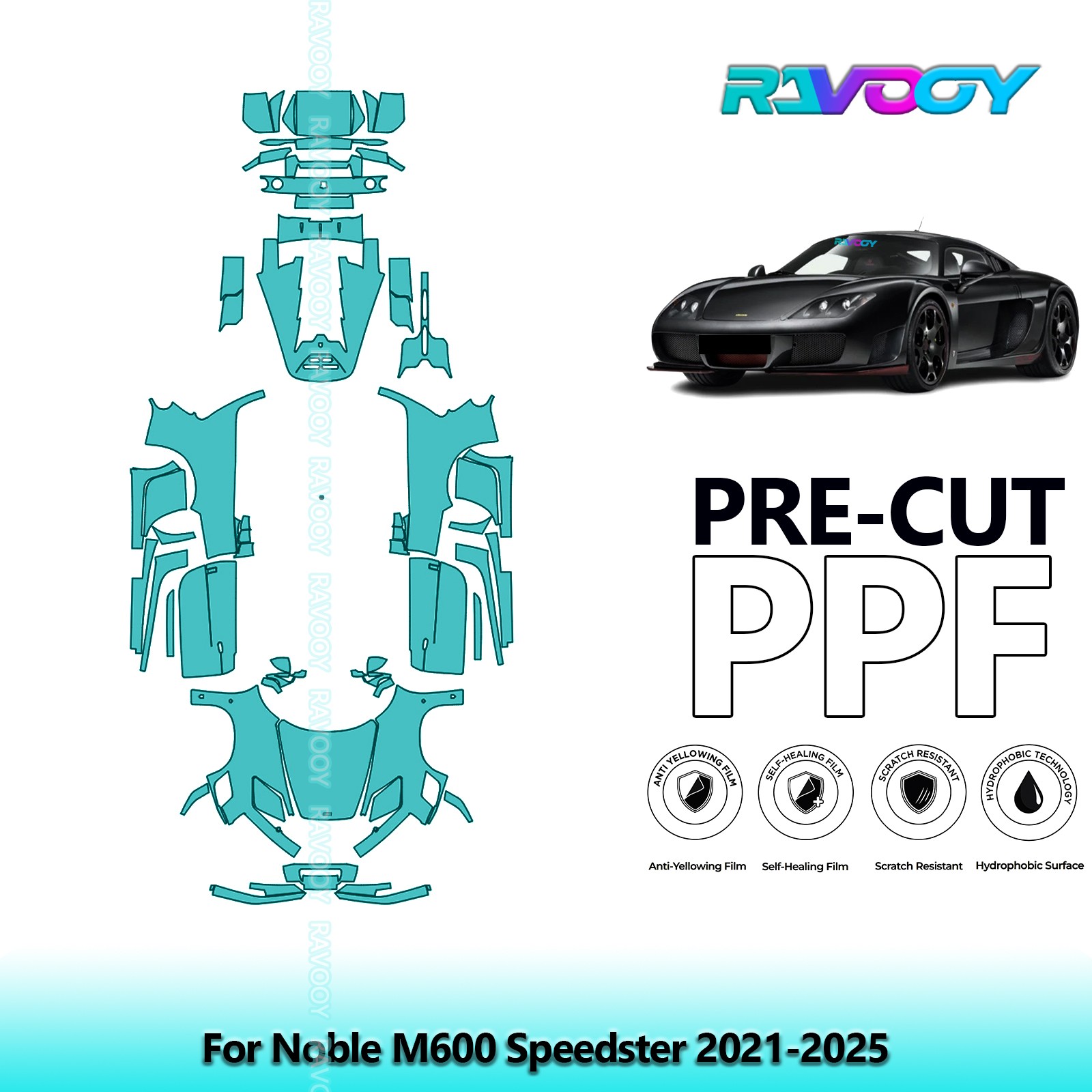 PreCut Paint Protection Film PPF For Noble M600 Speedster 2021-2026 8.5mil TPU
