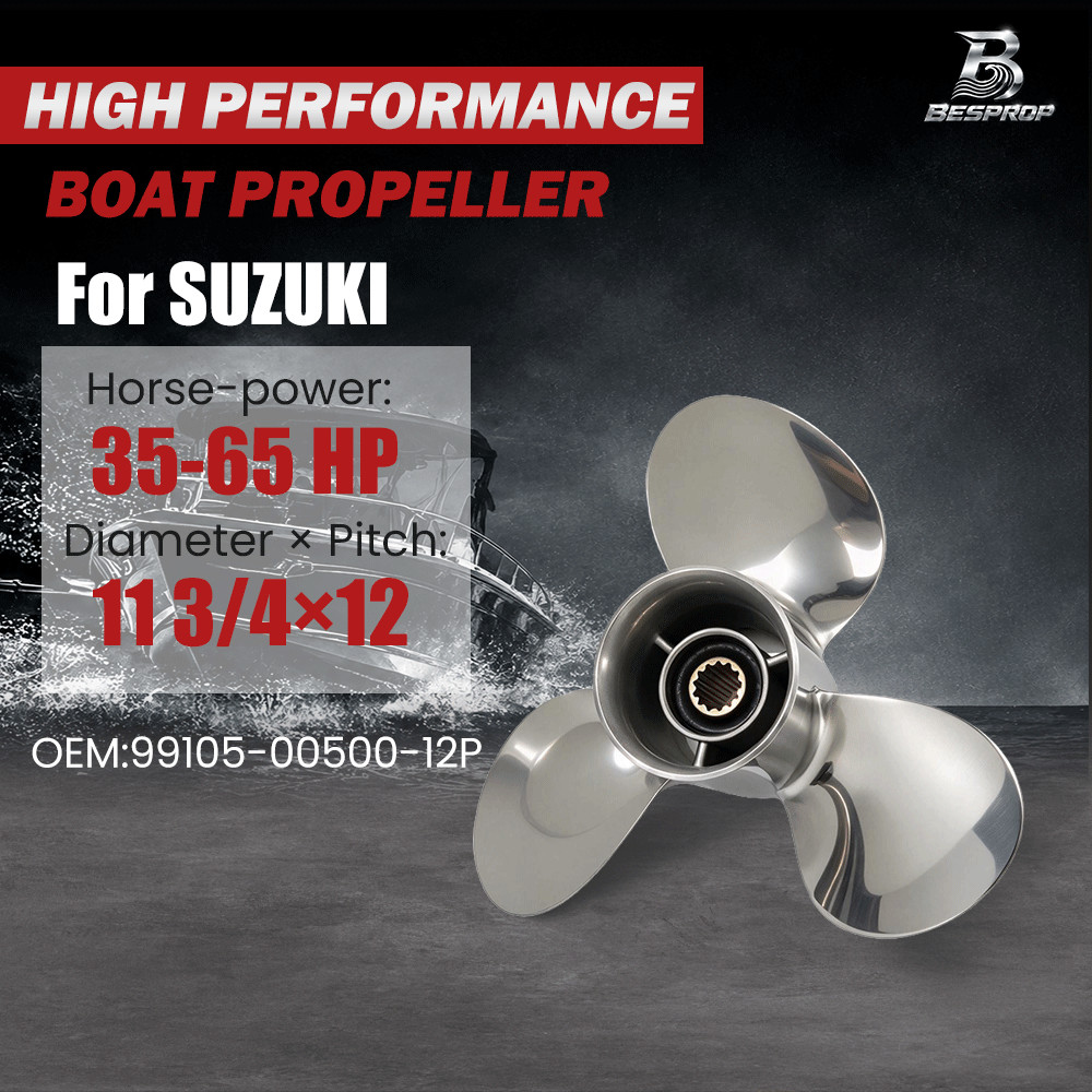 11 3/4x12 Outboard Propeller For Suzuki 35-65HP Boat 13 Tooth Stainless Steel