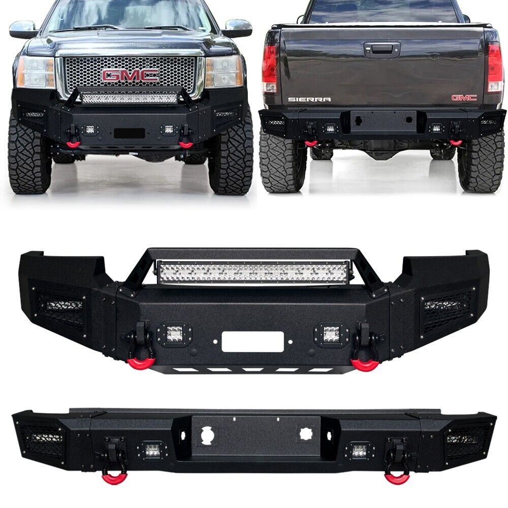 Fits 07-13 GMC Sierra 1500 pickup Steel Front and Rear Bumpers