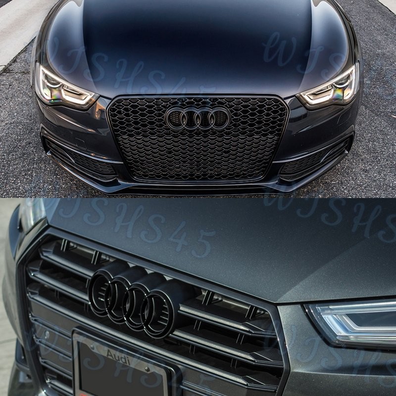 Black Emblem For 4-Rings Grill Front Hood A3 A4 S4 A5 S5 A6 S6 SQ7 TT