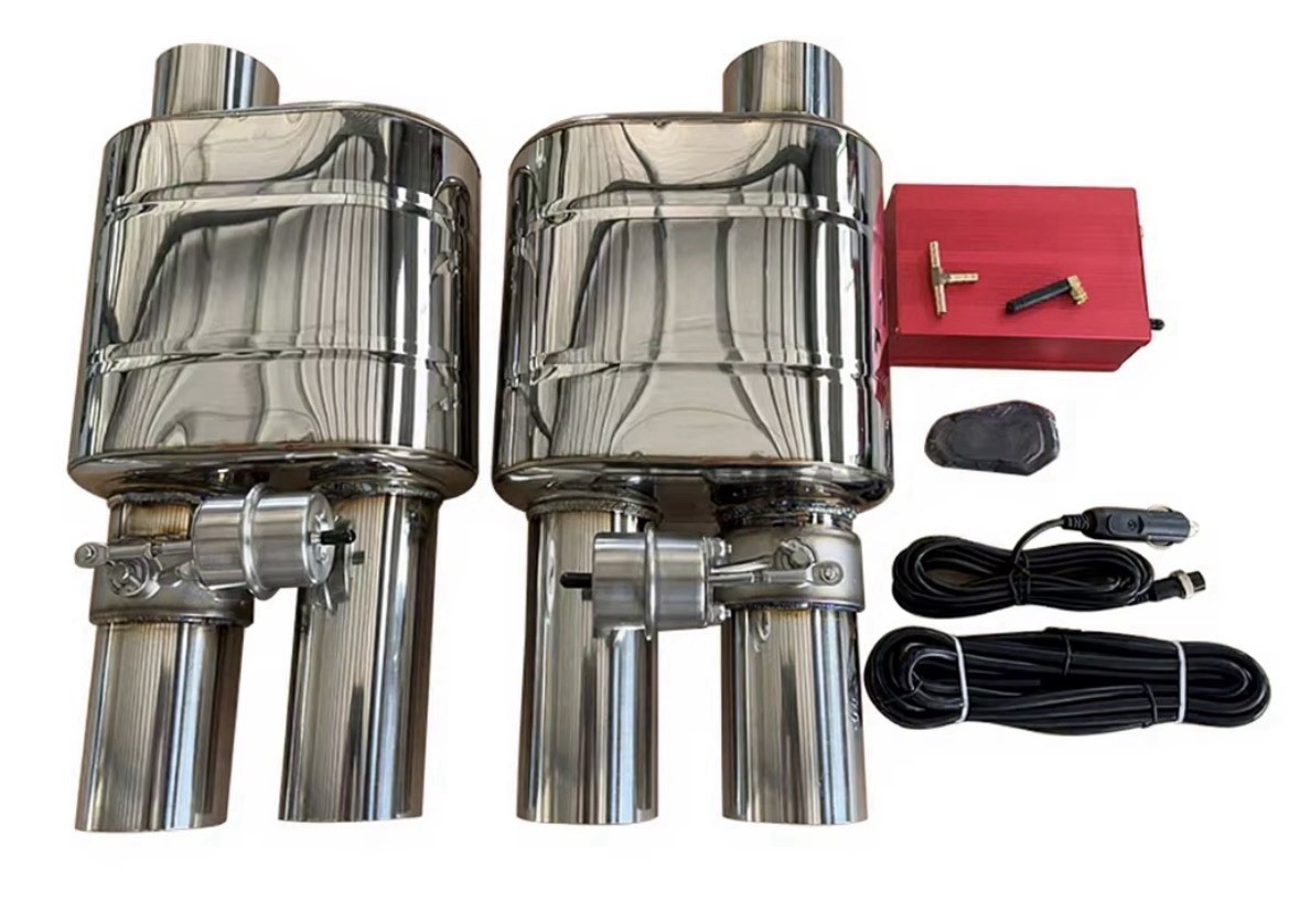 Universal 63mm Stainless Steel Mufflers With Remote- Single Inlet Dual outlet