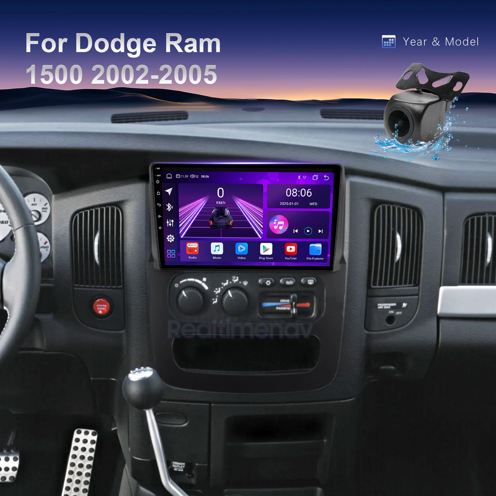 For 2003-2005 Dodge Ram 1500 2500 3500 GPS Carplay Android 13 Radio Stereo 64G