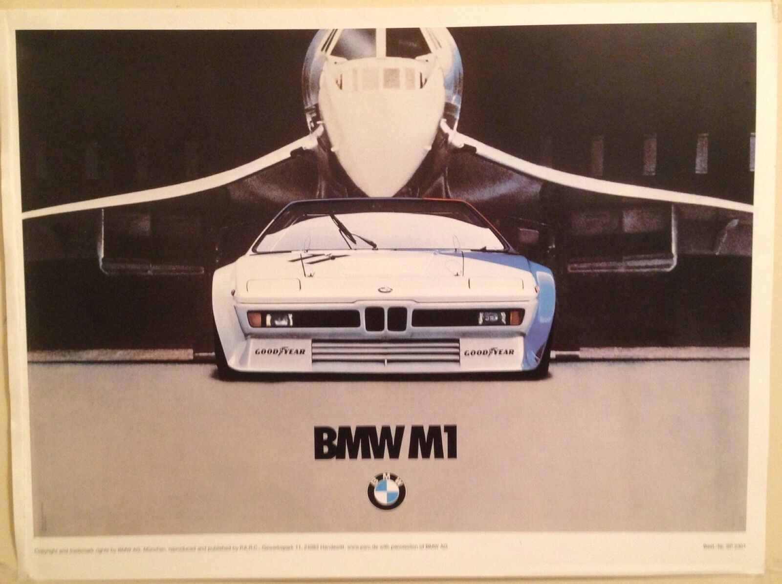BMW M1- Concorde - Authorized Reprint Rare Car Poster Stunning Own It 😎