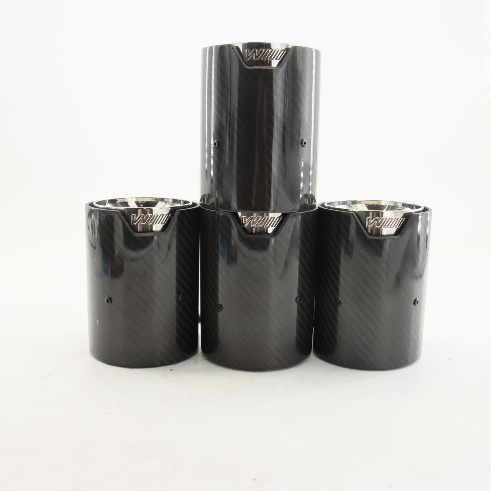 4PC Glossy Carbon Silver Exhaust Tip M2 M3 M4 M135i M235i M140i M240i Inlet 63MM