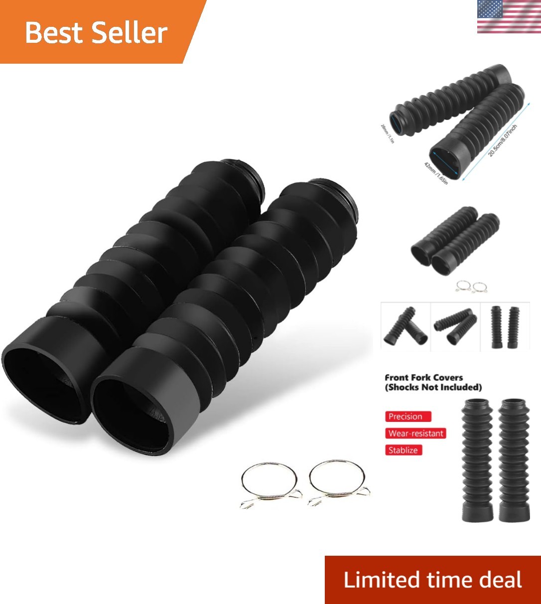 1 Pair Rubber Fork Cover Gaiters - Motorcycle Front Fork Cover Gaiters Boots ...