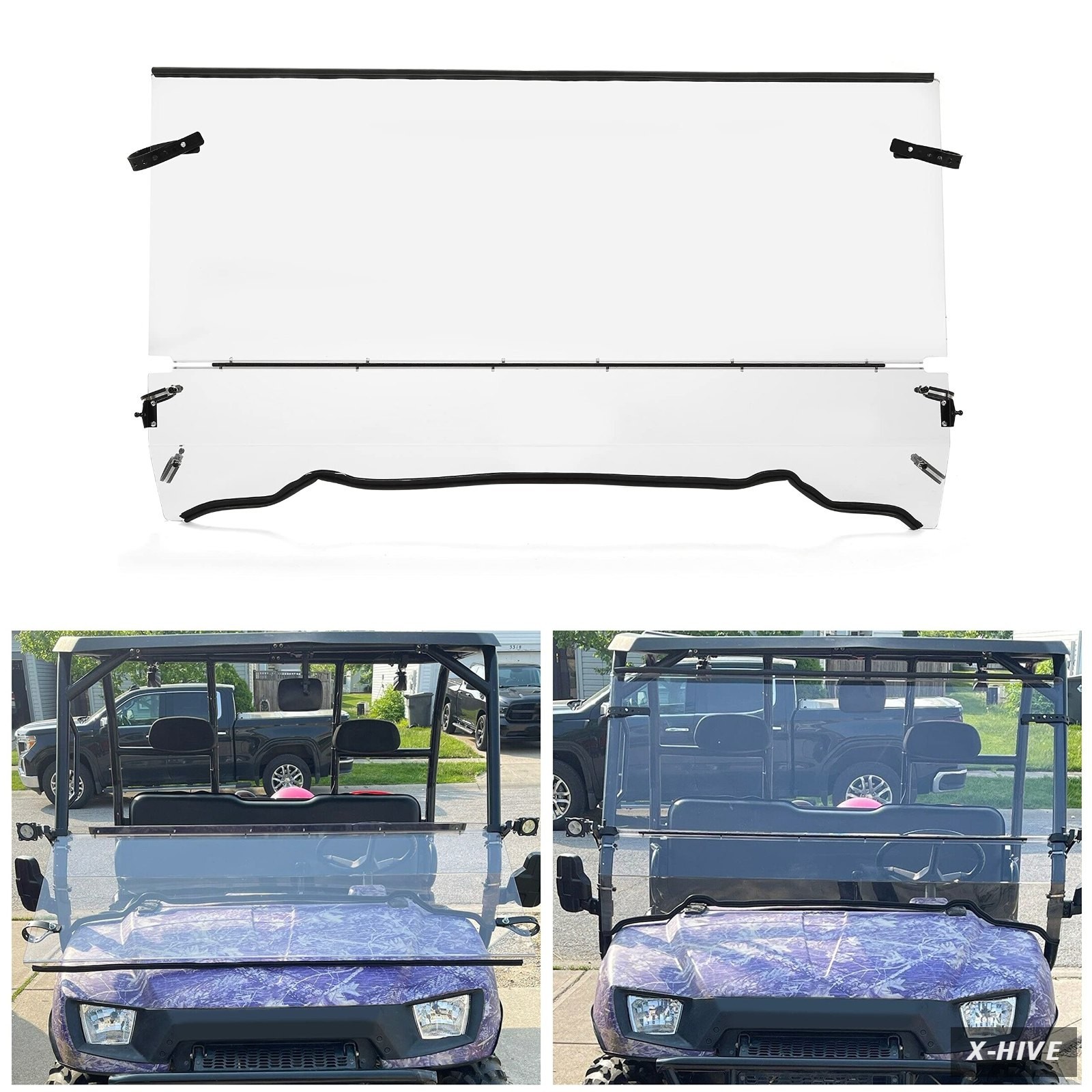 HECASA Front Folding Windshield Compatible with Polaris Ranger 500 700