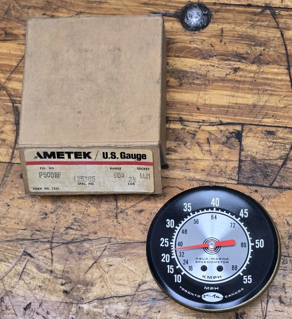 Vintage NOS Aqua-Marine Boat Speedometer Gauge NEW