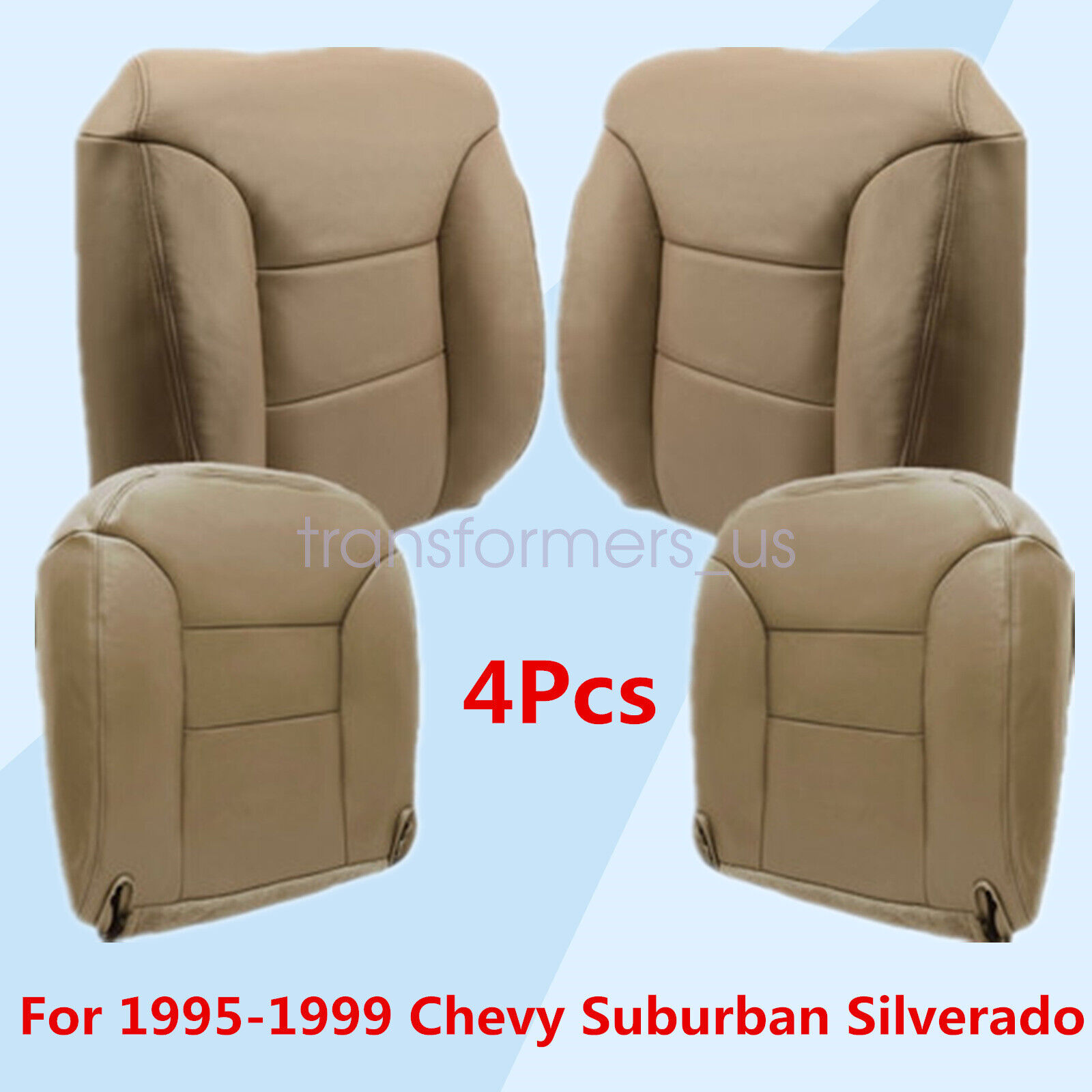 For 1995-1999 Chevy Tahoe Suburban Front Bottom Top Leather Seat Cover Tan