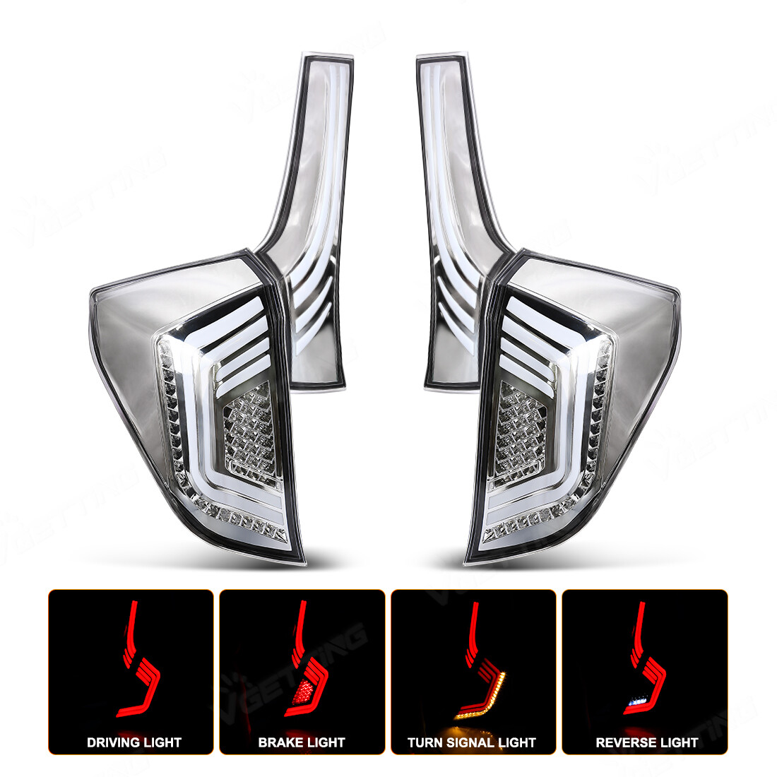 For 2015-2019 Honda Fit Asia Spec LED Tail Lights Clear Lens Pair NOT USDM