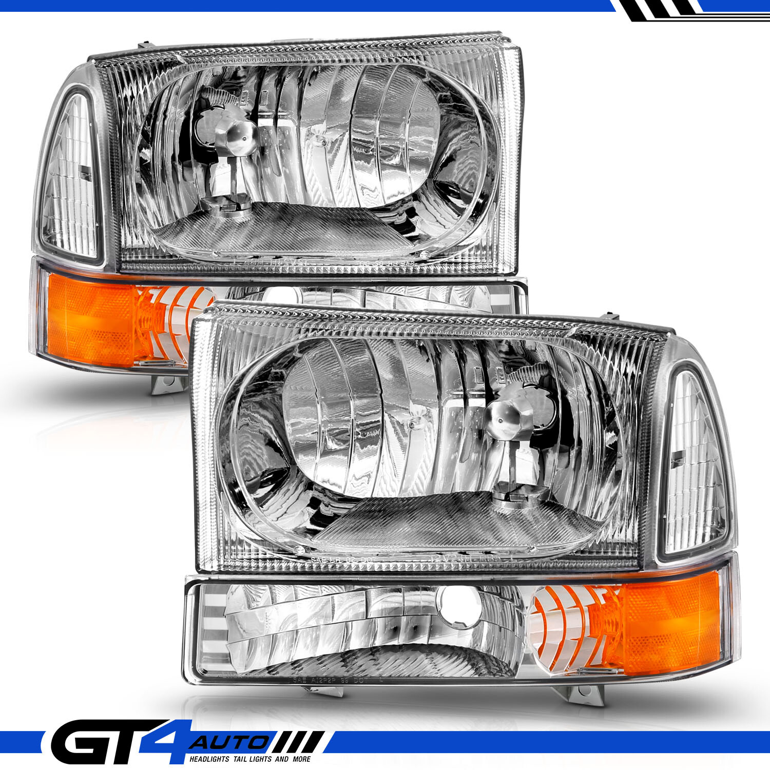 For 99-04 Ford SuperDuty F250/350/450/550 Excursion Chrome Headlight 4pcs Set