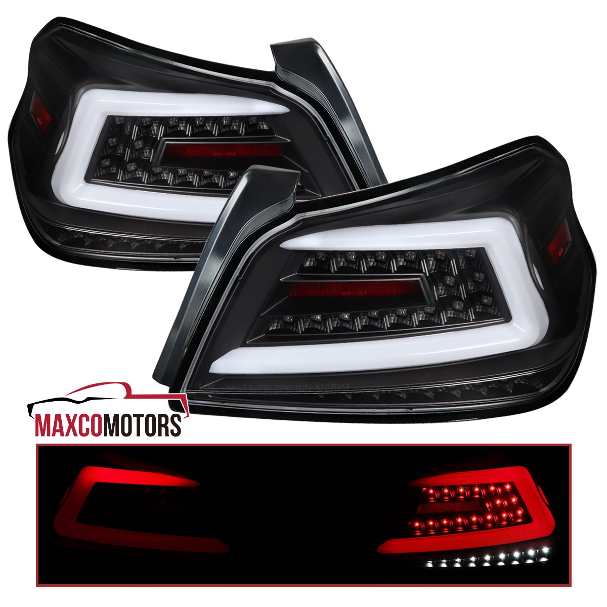Black Tail Lights Fits 2015-2021 Subaru WRX/WRX STI LED Sequential Bar Lamps L+R