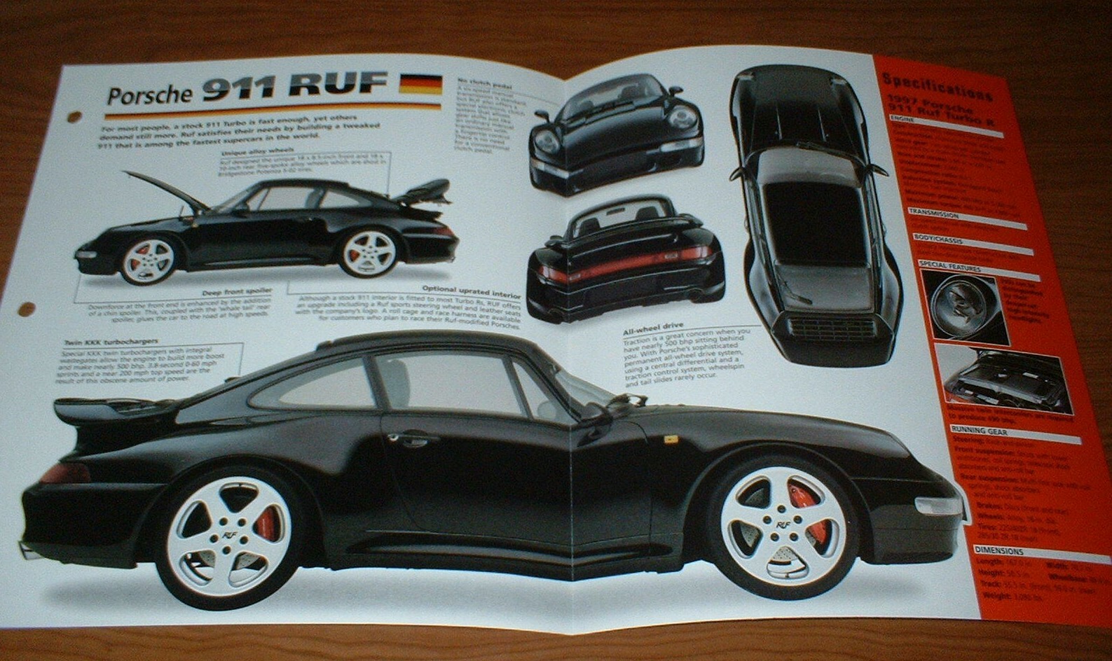 1997 PORSCHE 911 RUF TURBO R ORIGINAL IMP BROCHURE SPECS INFO 97 98
