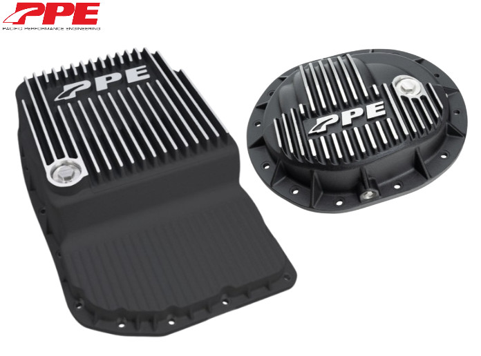 PPE Brushed Transmission Pan & Rear Differential Cover For 14-21 GMC/Chevy 1500