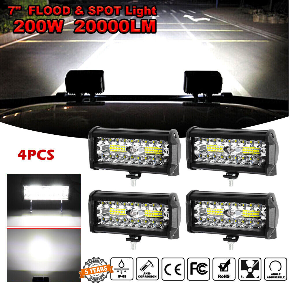 4×7inch LED 2400W Work Light Bar Flood Spot Combo Fog Lamp Offroad Driving Truck