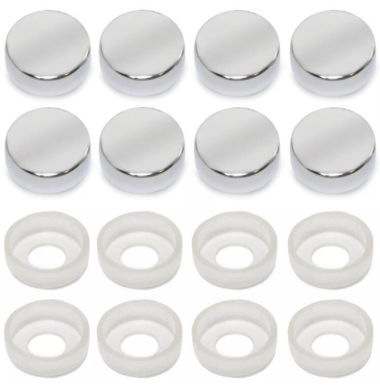 8pcs CHROME SCREW CAP / BOLT CAPS COVERS for Car Truck License Plate Frame