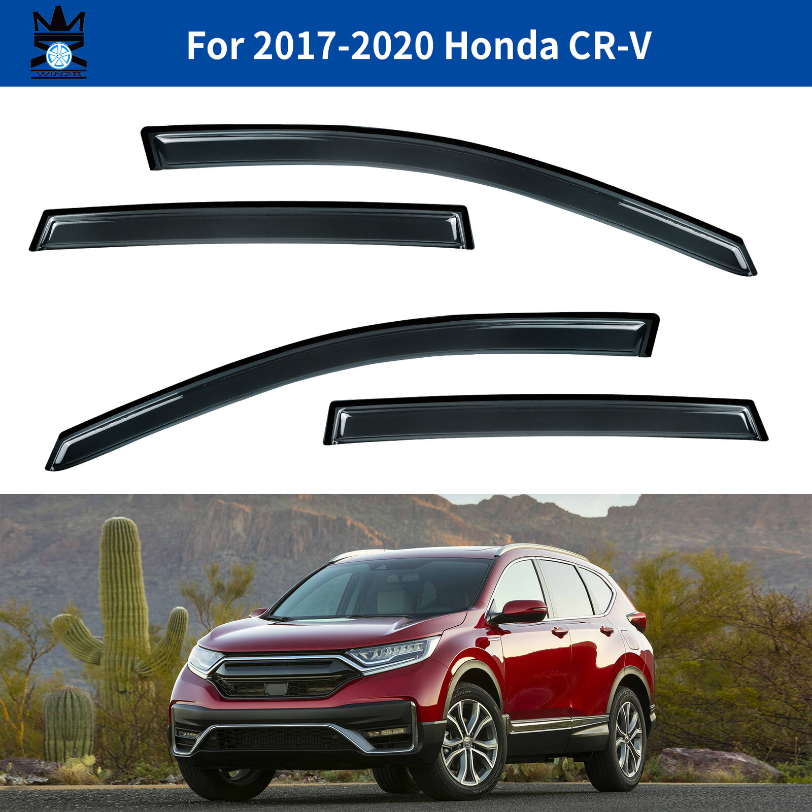 Window Visor Deflector Rain Guard 4-Piece Set for 2017-2020 Honda CR-V