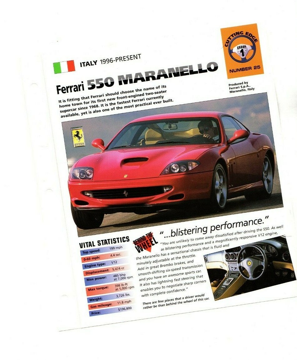 1995 / 1997 / 1998 FERRARI 550 MARANELLO IMP Brochure