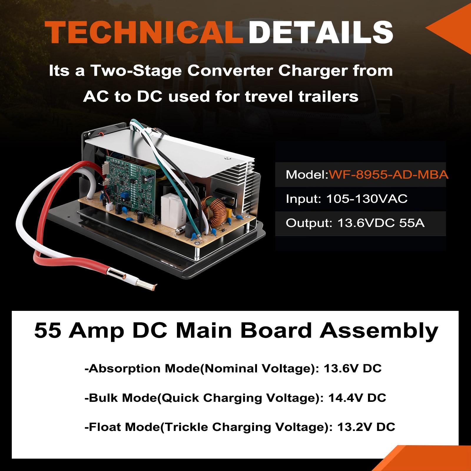 （Lmproved  For WF-8955-AD-MBA RV Converter Main Board Assembly Replacement Unit