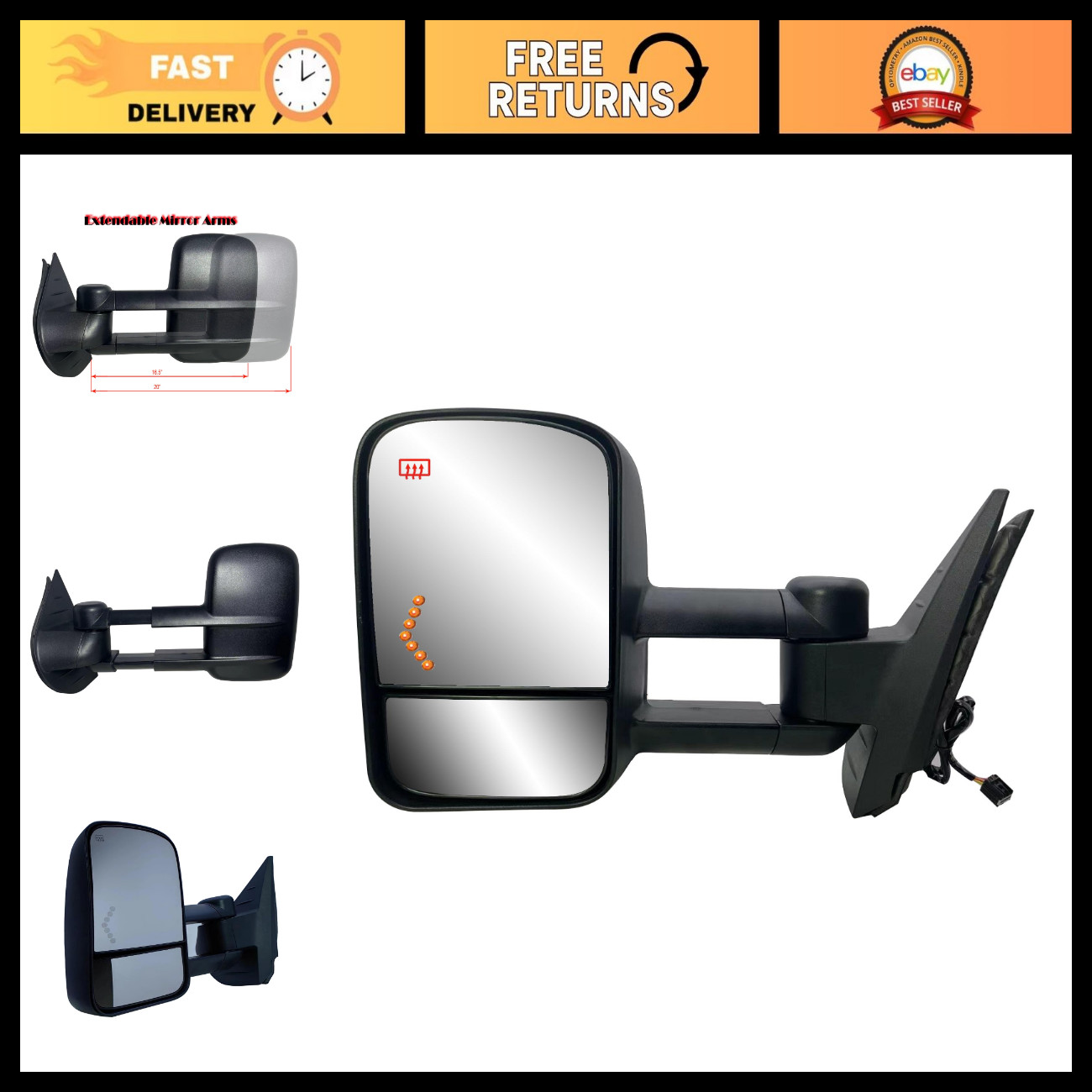 Power Heated Towing Mirror Left Side with Signal Light for Chevy Silverado Sierr