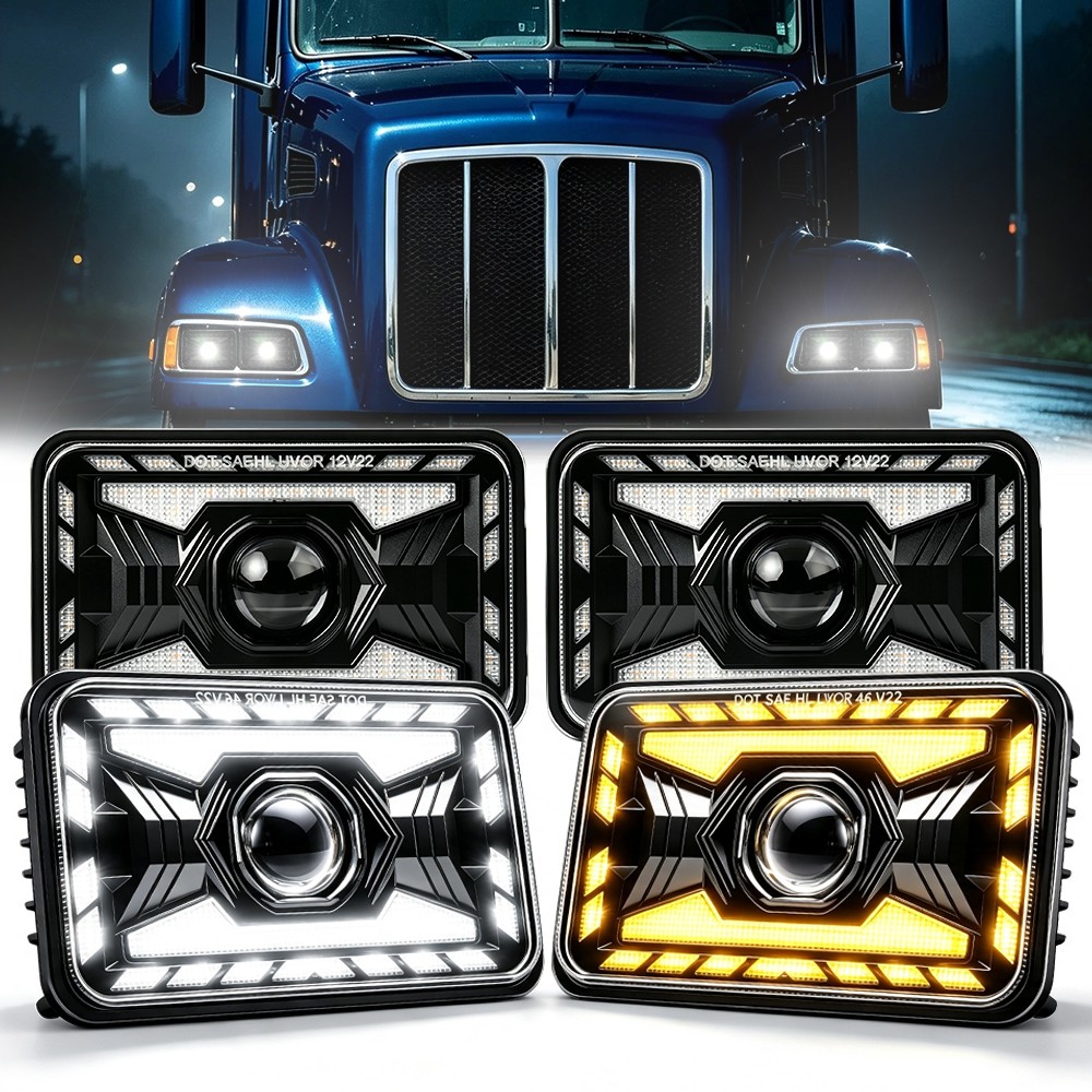4PCS LED Headlights 4x6\