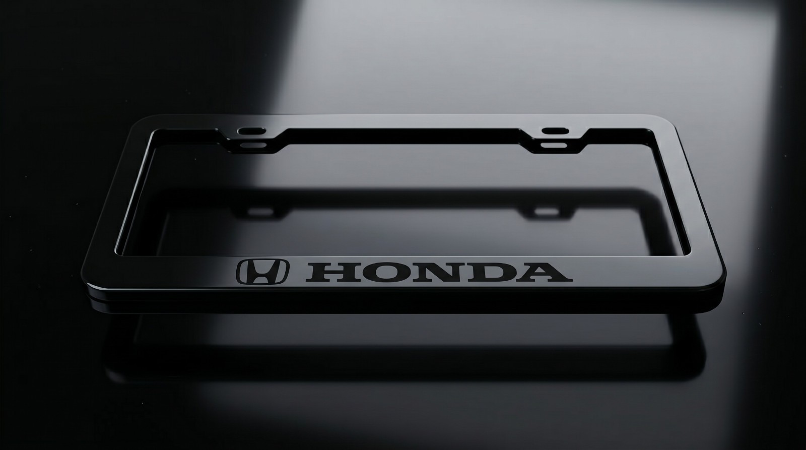 Black on Black Honda License Plate Frame Premium Black Metal with Screws Black on Black Honda License Plate Frame Premium Black Metal with Screws