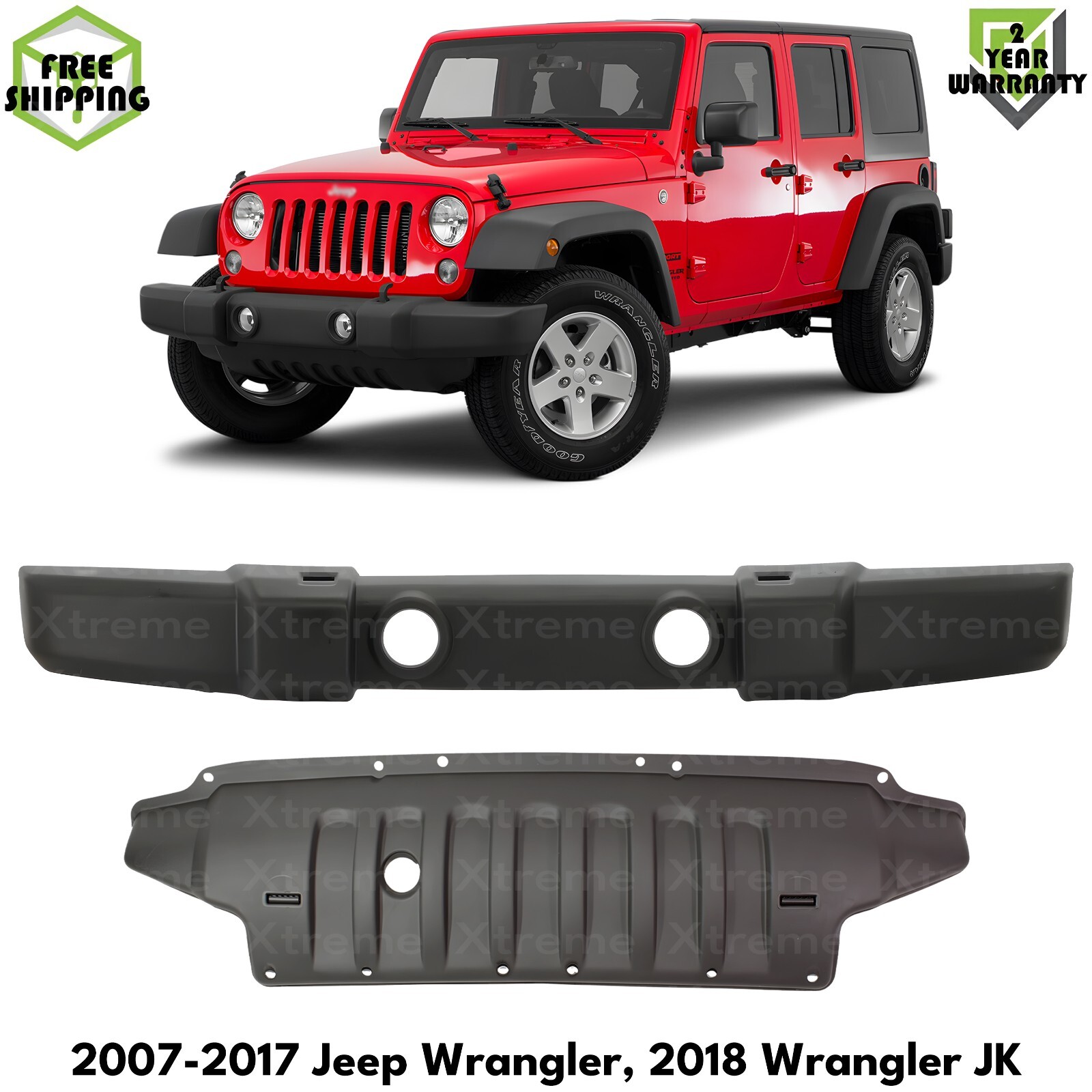 Front Bumper Cover Textured & Valance Textured Kit For 2007-2018 Jeep Wrangler
