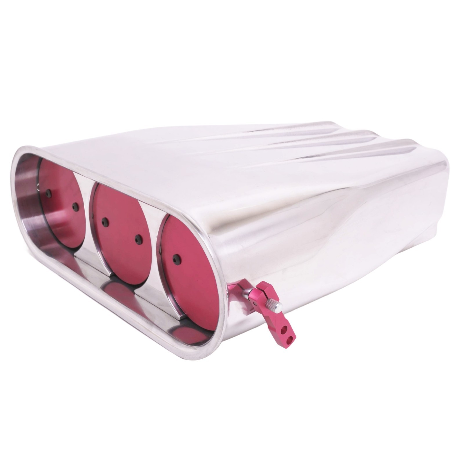 Polished Aluminum 4BBL Finned Red Butterfly Mini Hood Scoop Air Cleaner Single