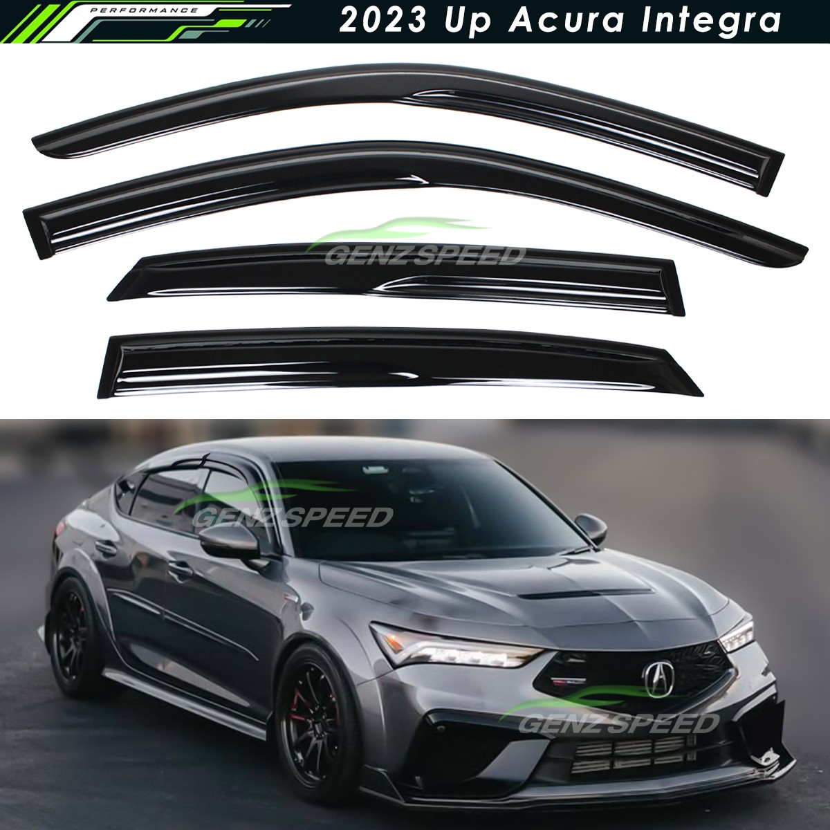 For 2023-2026 Acura Integra JDM Mugen Style Window Visors Rain Guards Deflector