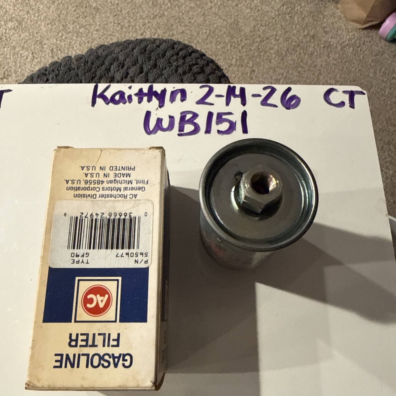 NOS 1962-1965 CORVETTE GM #5650677 AC #GF90 Gasoline Fuel Filter OEM NOS 1962-1965 CORVETTE GM #5650677 AC #GF90 Gasoline Fuel Filter OEM