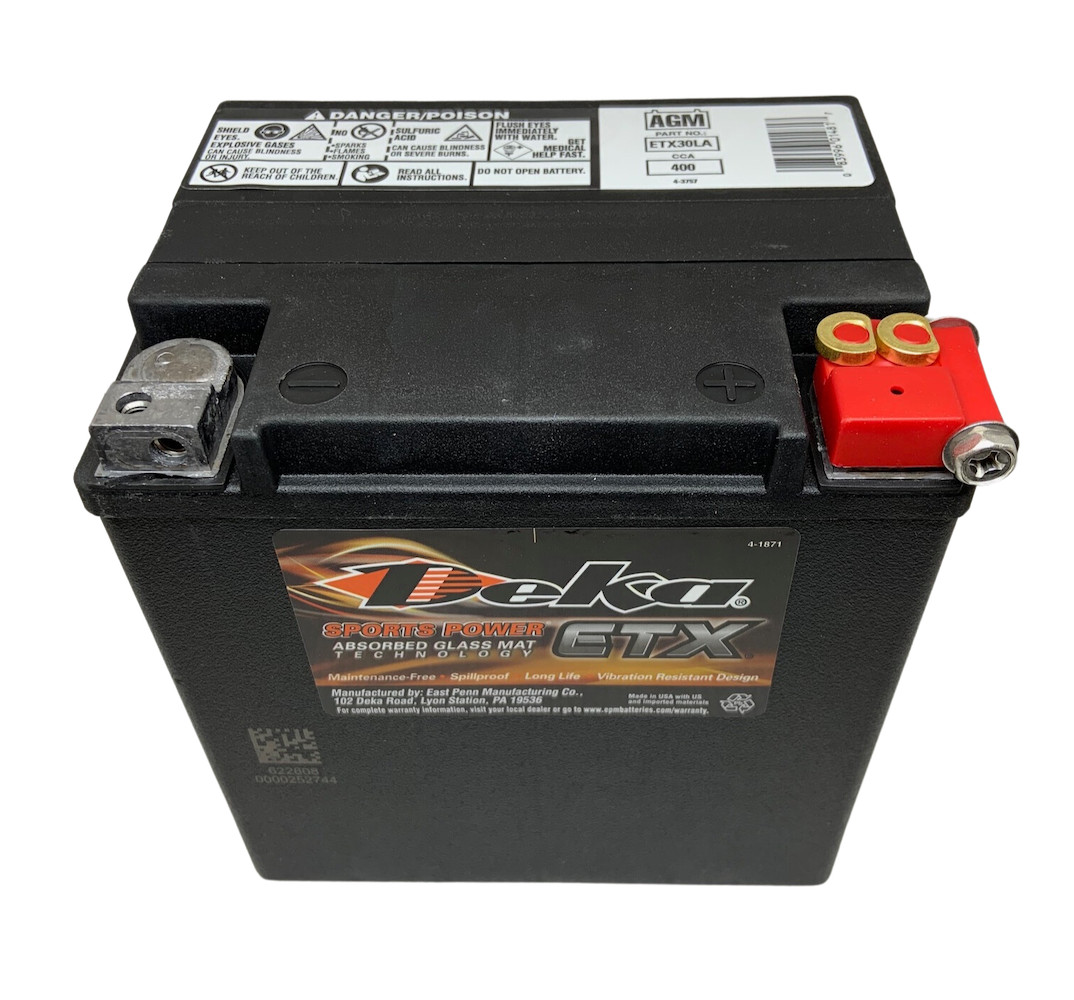 Deka ETX30L 12V AGM Motorcycle Battery 400CCA Maintenance-Free OEM 1Yr Warranty