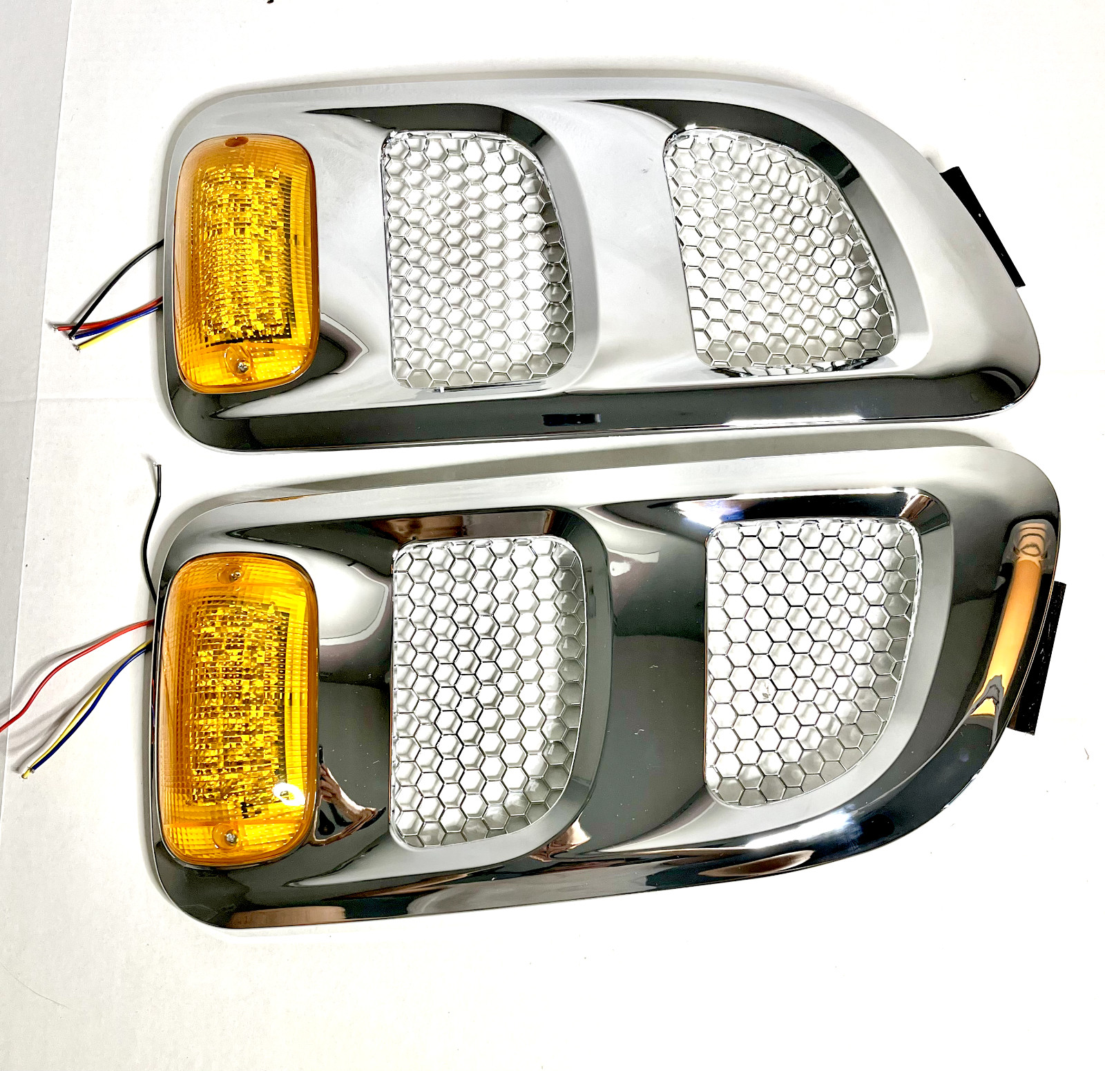 Sterling Truck Part Chrome Air Intake Trim Hood Side Vent (Pair of Two)