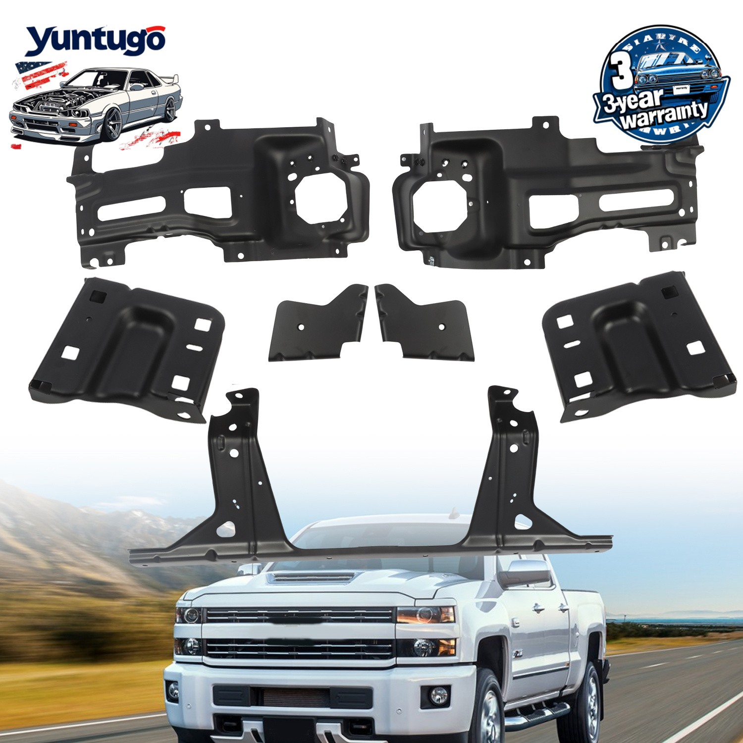 For 15-19 Chevy Silverado 2500 HD 3500 New Front Bumper Brackets & Retianer