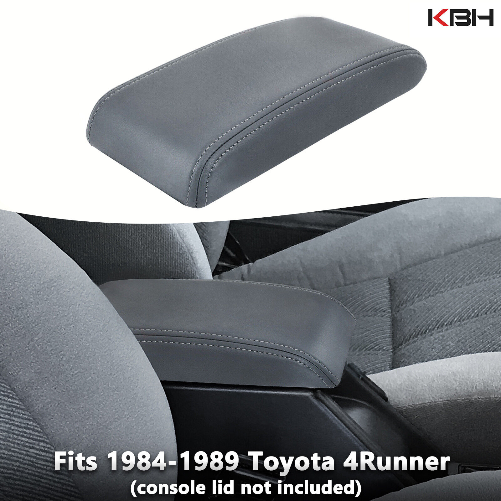 Fits 84-89 Toyota 4Runner Pickup Center Console Lid Armrest Leather Cover Gray